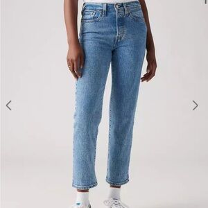 NWT Levi’s Ribcage Straight Ankle Jeans Denim Button Fly Slim Blue Women's 26X28